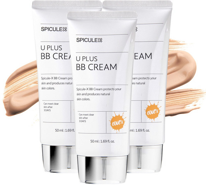 스피큘엑스 밀착 커버 비비크림 컨실러 재생 비비 유플러스 BB 크림 남여 공용, 50ml, 3개