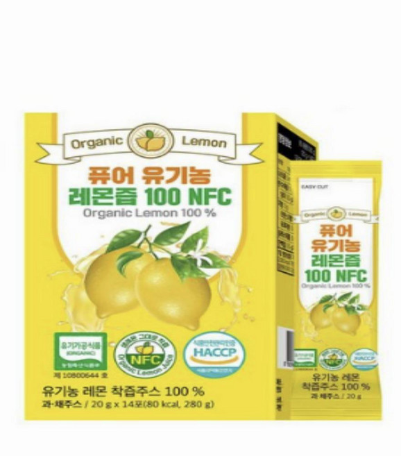 퓨어 유기농 레몬즙 100 NFC 스페인산, 3개, 280g