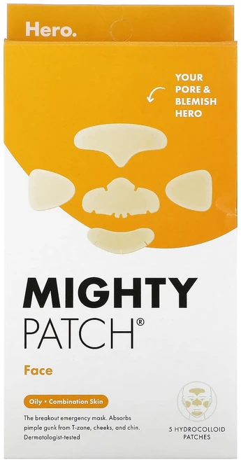 추석특집 Hero Cosmetics Mighty 패치® 얼굴 지성 복합성 피부 하이드로콜로이드 패치 5장 선물로좋습니다, HeroCosmeticsMighty패치얼굴지성복합성피부 - 쿠팡