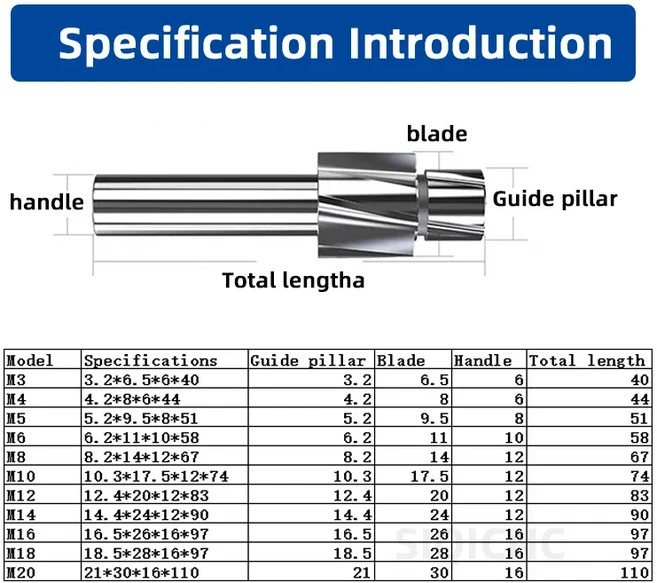 파일럿 카운터보어 커터 HSS 플랫 볼트 구멍 캡 나사 밀링 4 플루트 M3 M20 스폿 라우터 슬롯 드릴, Counterbore, M6 M6.2x11