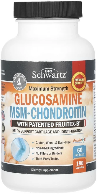몸관리하세요 겨울입니다 BioSchwartz 맥시멈 스트렝스 글루코사민 MSM + 콘드로이틴 캡슐 180정 특별관리진행, BioSchwartz 맥시멈 스트렝스..., 1개 - 쿠팡