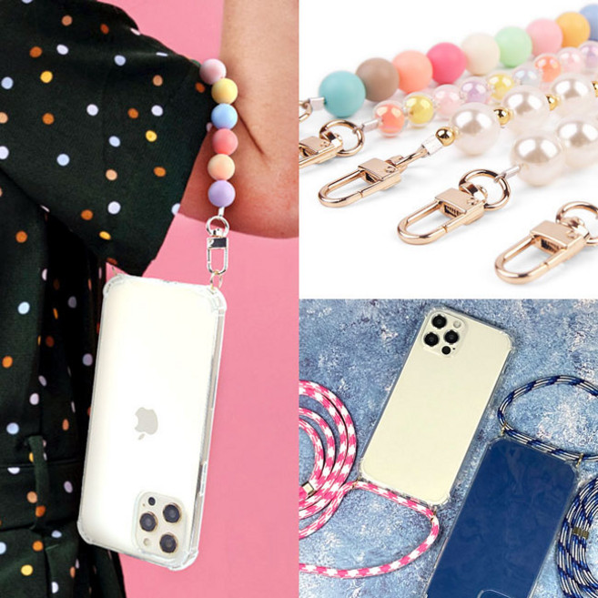 Anfoly 신비폰2 목걸이 케이스 진주 구슬 파스텔 숏 스트랩 롱 체인 신비 아파트 키즈폰2