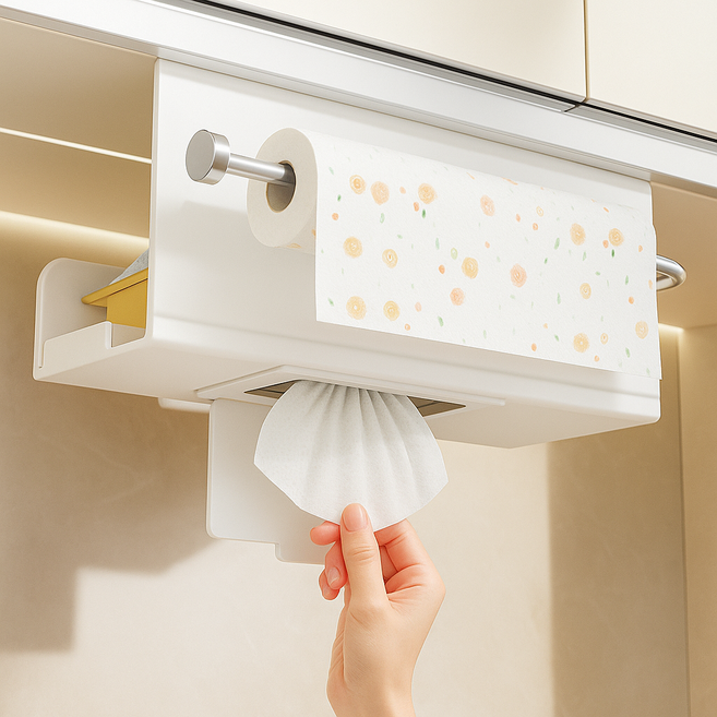 새로하 뽑아쓰는 키친타올 주방 키친타올 주방용품 행주걸이 키친타올걸이 키친타올 걸이, 1개, 화이트
