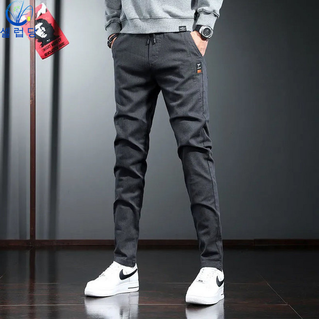 셀럽당 캐주얼 바지 남 슬림핏 밴딩 와이드 통 팬츠 남 트레이닝