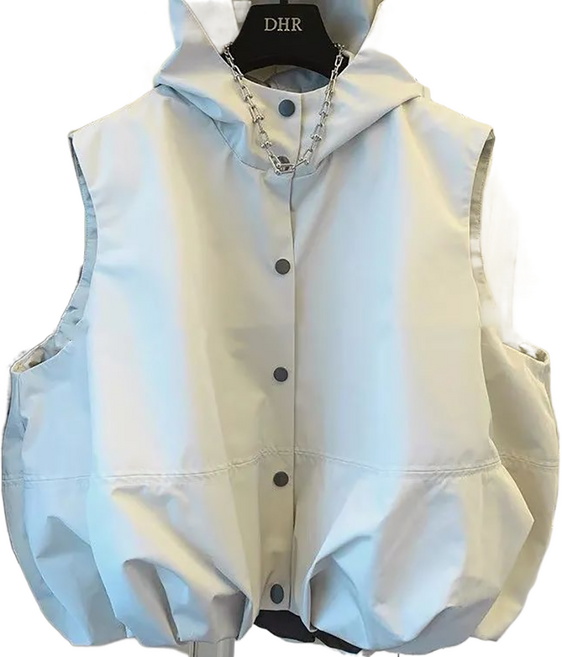 셀럽당 후드 베스트 여 봄 가을 루즈핏 캐주얼 숏 나시 코트 민소매 탑C04773