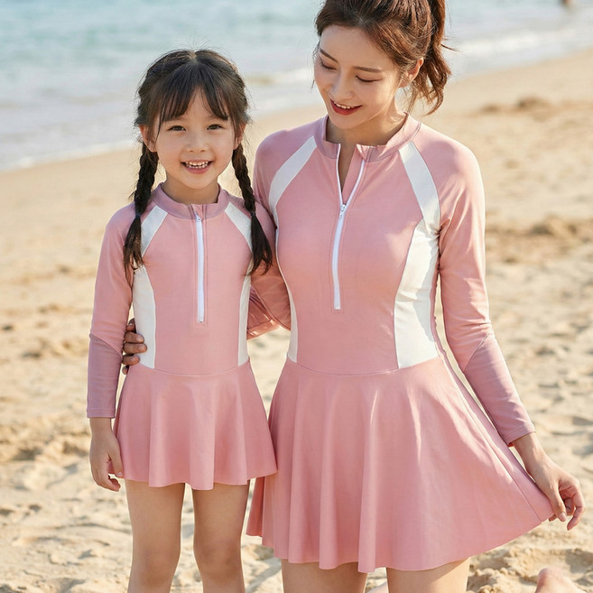 스토리원 U-KIDSWR008 엄마와 딸 커플 원피스 래쉬가드 수영복