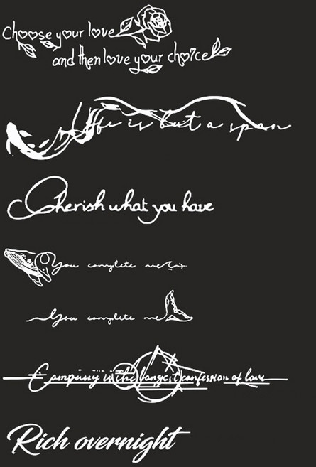 타투스티커 헤나 문신 레터링 오래가고 빛반사 없는 타투, 영문3 12x19cm, 1개