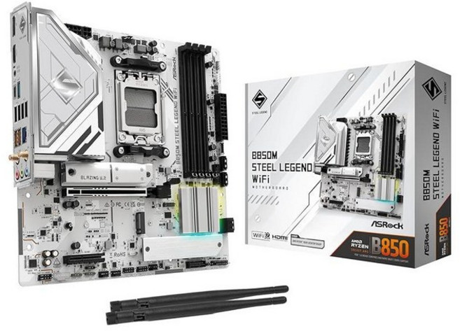 ASRock AMD B850i 라이트닝 Wi-Fi 6E 소켓 AM5 Ryzen 9000/8000/7000 시리즈 DDR5 8200+ (OC) MHz 128GB 미니 ITX 마더, 스틸 레전드 Wi-Fi, Micro ATX