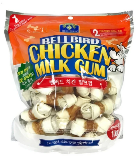 벨버드 치킨 밀크껌 스몰사이즈 -, (매장정품) 벨버드 치킨밀크껌 소형 개껌 1kg 강아지 - 쿠팡