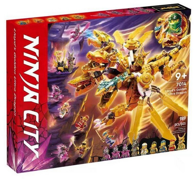 닌자고 블럭 대형 조립 장난감 로이드의 골드 드래곤 피규어 선물, 로이드의 슈퍼 골든 드래곤, 로이드의 슈퍼 골든 드래곤, 1개