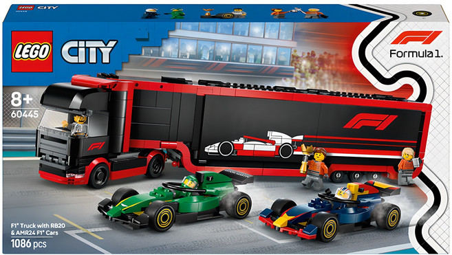 레고 시티 60445 F1 트럭과 RB20 앤 AMR24 F1 레이스 카, 1세트, 혼합색상