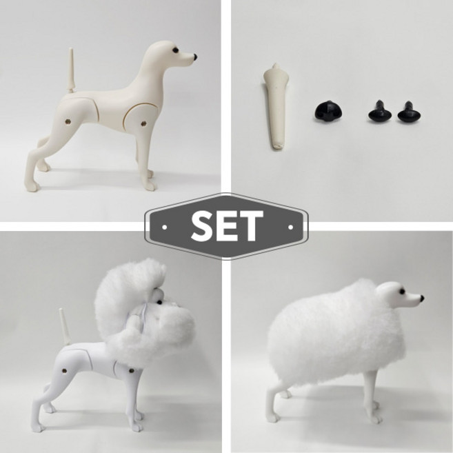 펫마스터/견체(아이보리)+얼굴위그 화이트(10cm)+부분위그(화이트), 1개
