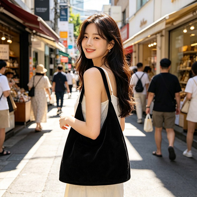 여성 스웨이드 대용량 숄더백 심플 스타일 데일리 가방