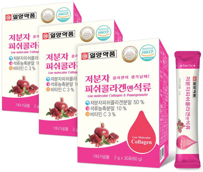 일양약품 저분자 피쉬 콜라겐 앤 석류, 60g, 3박스