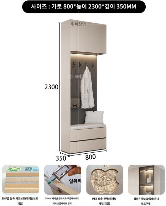 싱크대 상부장 사무실 간이 소형 보조 탕비실 싱크대상판 B2: 폭 800*높이 2300mm, 방문 설치하다., B2: 폭 800*높이 2300mm(ENF급 ), 1개