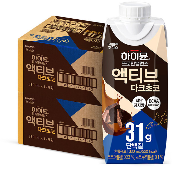 하이뮨 프로틴 밸런스 액티브 다크초코 330mlx12개 / 2박스, 330ml, 24개