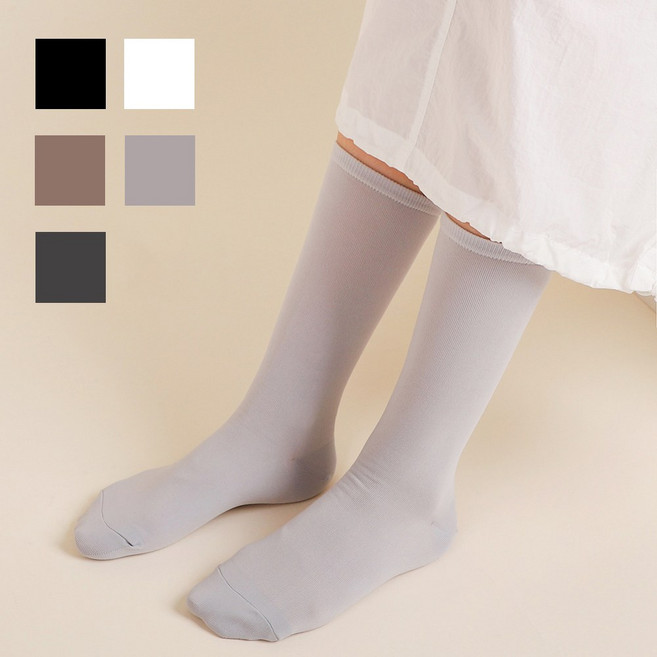 여성 무지 장목 흡한속건 스타킹 양말 5켤레 세트