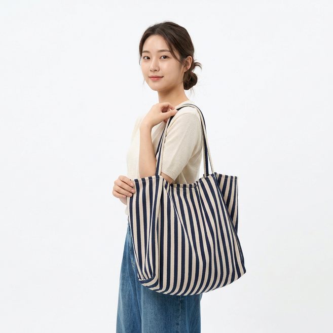 컬러인베리 보부상가방 스트라이프 에코백