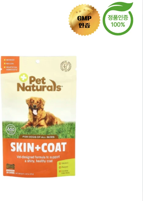 펫 내추럴스 오메가3 비타민E 피부 및 털 반려견용 츄어블 30개, 1개 - 쿠팡