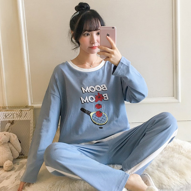 코튼 긴팔 파자마 여성잠옷 봄가을 가능 핏아우터 인싸템 무드 큐트 실내복 롱 팔토시 룩 순면 여름 1636970772