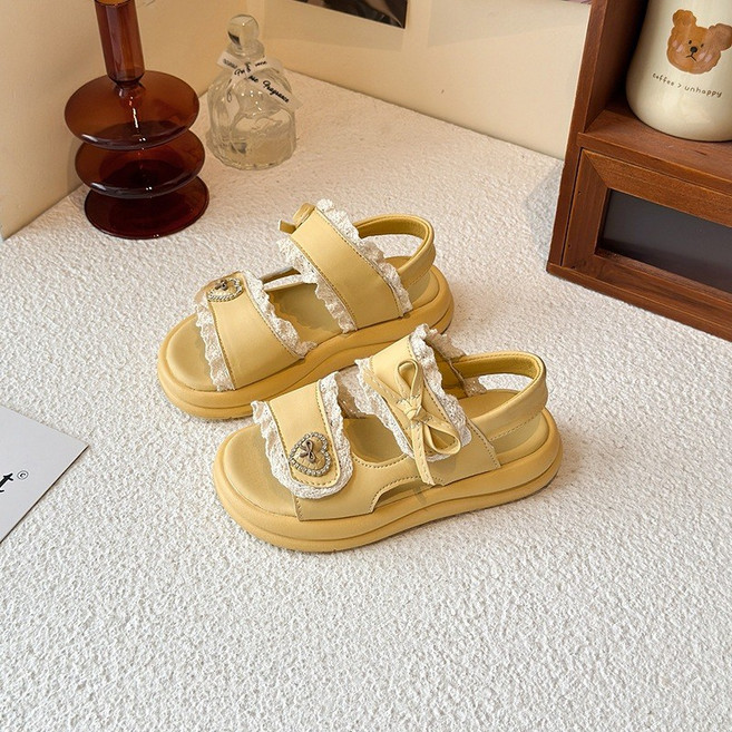 Annie 女童厚底公主風涼鞋，韓版兒童拖鞋，適合中大童的沙灘鞋