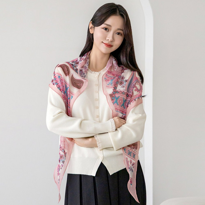 프롬코 여성 페이즐리 마름모 스카프 봄 여름 간절기 선물 FRCS3