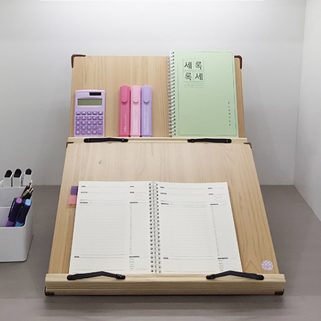이앤위즈 2단독서대 루미40 필기겸용 책거치대 원목 책받침대, 2단뒷판 미장착