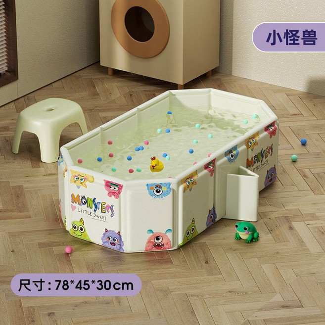잘 마르는 초경량 접이식 키즈 어린이 욕조 가벼운 휴대용, 리틀몬스터  (0-8세)  78cmx45cm