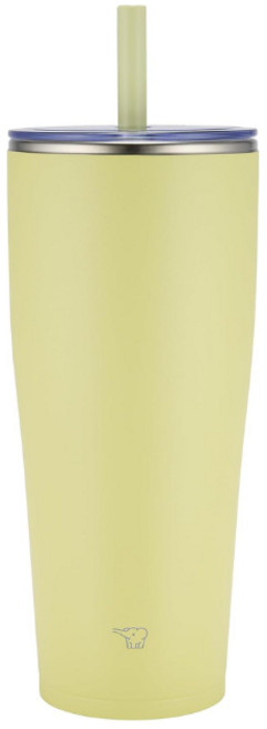 ZOJIRUSHI象印 SX-HA89H不銹鋼真空吸管杯 大容量吸飲 廣口徑8.5cm 磨砂質感 透明杯蓋, 檸檬黃, 1個, 890ml
