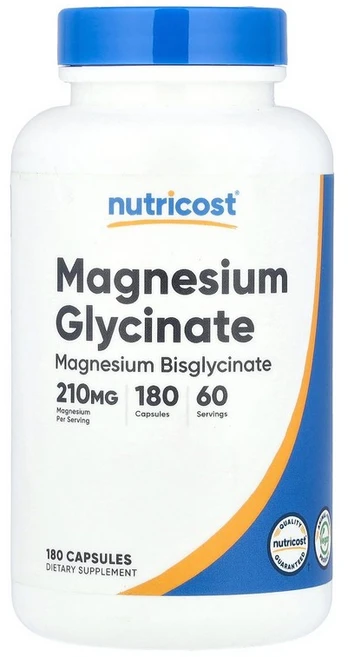 뉴트리코스트 Nutricost 마그네슘 글리시네이트 캡슐 180정캡슐 1정당 70mg126662원산지:기타, 180 개 - 쿠팡