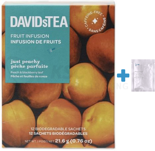 데이비드티 과일차 저스트 피치 티백 12개+멀티비타민 1개 캐나다 직배송 DAVIDsTEA Fruit Infusion Tea-Just Peachy 12 Sachests, 1박스, 12개입, 21.6g