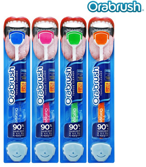 [정품 본사직영 ] 오라브러쉬 혀클리너 2개 [본품1개당 전용보관캡1개] 4개중 2개선택, 그린, 블루