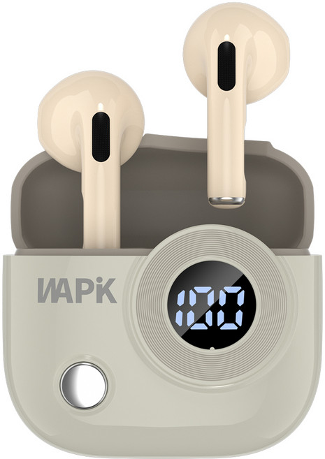 와피크 노이즈 캔슬링 오픈형 무선 블루투스 이어폰 R6 BT5.4, 베이지