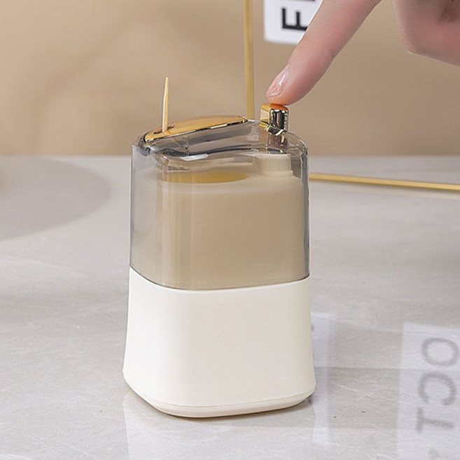 데일리공감 원터치 자동 이쑤시개보관함 원터치 이쑤시개디스펜서 요지통 이쑤시개꽂이, 2개, 무지