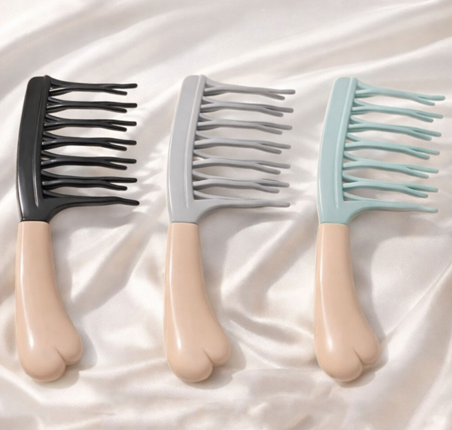 제이_ 굵은 부드러운 컬 대형 웨이브 헤어 도끼빗 머리빗 2개 묶음, 1개, 랜덤색상 2P