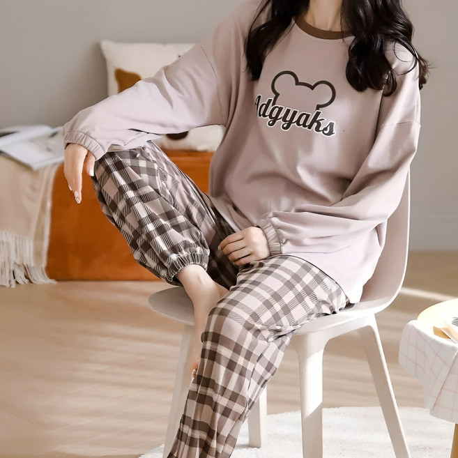 블랑커브 체크바지 시보리 잠옷세트