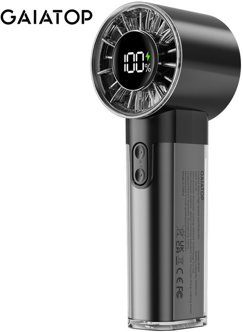 GAIATOP 휴대용 핸드헬드 팬 1-100 조정 고속 3-20시간 냉각 시간 4800mAh USB 충전식, 02 black, 1개