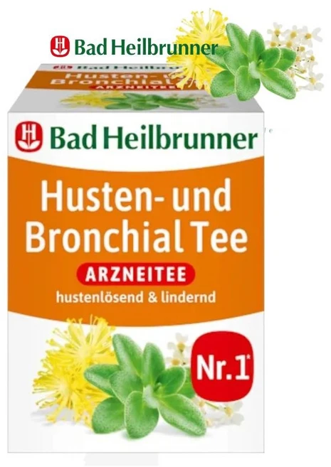 독일 바드하일브루너 Bad Heilbrunner 기침 기관지 차 감기 허브차 건강차 Husten- & Bronchial Tee 8티백, 1개, 8개입, 16g - 쿠팡