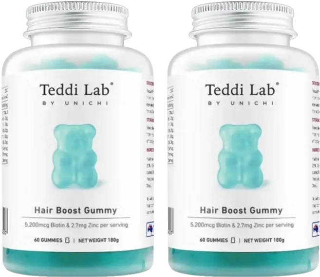 유니치 테디 랩 헤어 부스트 구미 프로, 2개, 60정 - 쿠팡