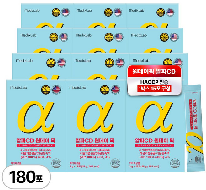 메딕스랩 알파CD 분말 원데이 픽 알파시디 알파시클로덱스트린, 12개, 15회분