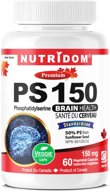캐나다 뉴트리돔 PS150 포스파티딜세린 60식물성캡슐 포스타디딜세린 포스파딜세린 효능 분말 가루, 1개, 60정 - 쿠팡