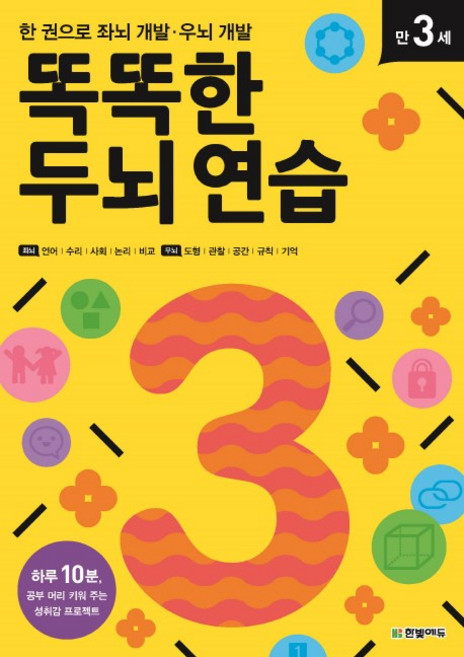 똑똑한 두뇌 연습: 만 3세:한 권으로 좌뇌 개발 우뇌 개발, 만 3세, 한빛에듀, 창의수학연구소