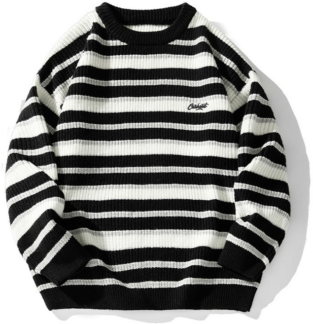 에쉬울프 오버핏 단가라 스트라이프 니트