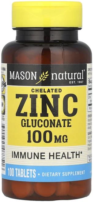 단백질 비타민 철분 마그내슘 칼슘 Mason Natural 킬레이트화아연글루코네이트 100mg 100정 고루고루섭취해주세요, MasonNatural킬레이트화아연글루코네이트100mg, 1개 - 쿠팡