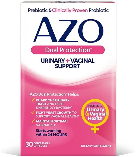 AZO Dual Protection Urinary Vaginal Support 아조 듀얼 프로텍션 유리너리 질 영양제 30정, 1개 - 쿠팡