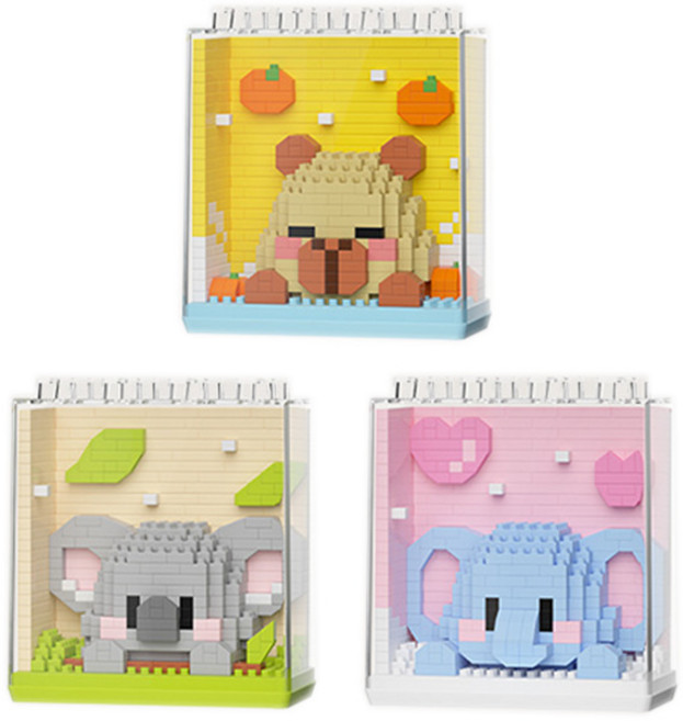 심아트 미니블럭 나노블록 동물 3종 C형, 1세트, 혼합색상