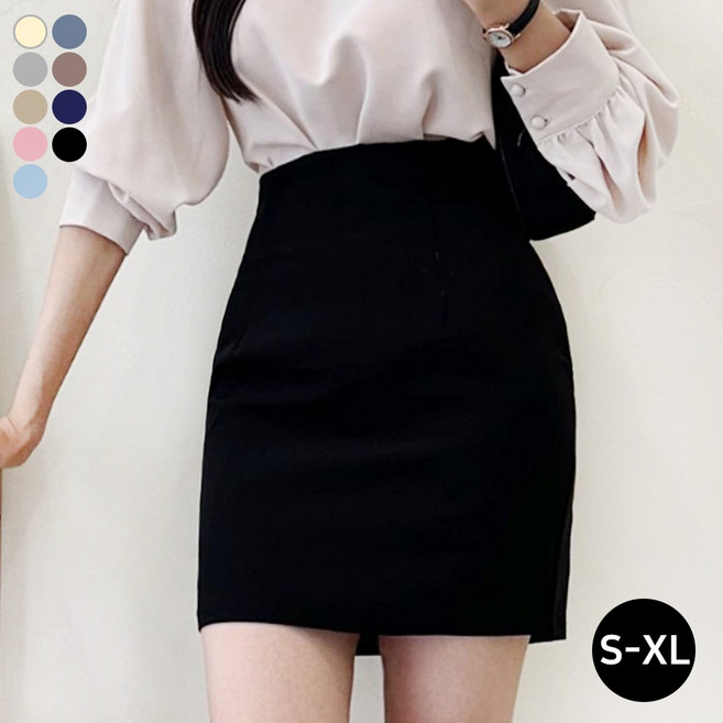 블레스유 여성용 H라인 숏 스커트 뒷트임 오피스룩 데일리룩 슬림핏 속바지 비침없는 허리잘록 치마 빅사이즈까지