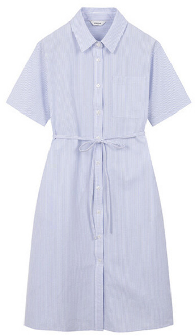 POLHAM 여성) 쿨링 시어서커 셔츠형 원피스_PHF2OO2260 159076