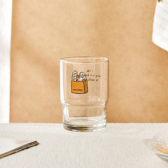 [모던하우스 광주역점] L 냥이네 베이커리 유리컵, 1개, 유리
