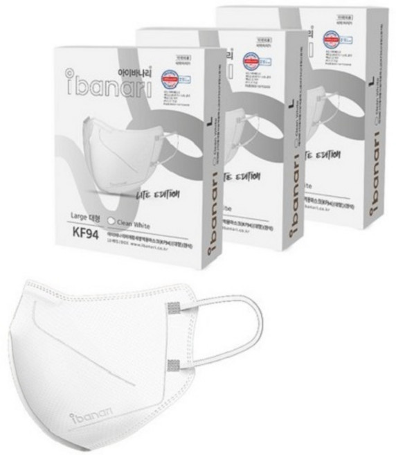 아이바나리 에어 황사방역용 마스크 대형 KF94, 10개입, 4개, CLEAN WHITE